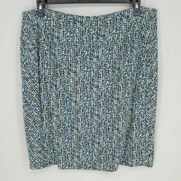 J Jill Wearever Skirt Womens XL Black Blue Yellow Stretch Knit Elastic Waist - Picture 2 of 9